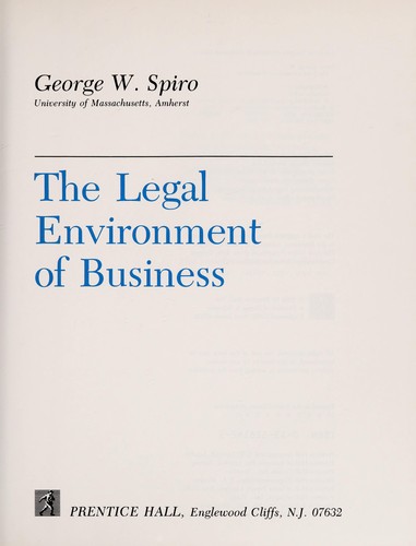 Cover for The legal environment of business