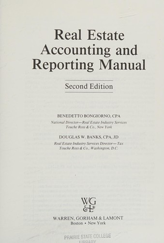 Cover for Real estate accounting and reporting manual