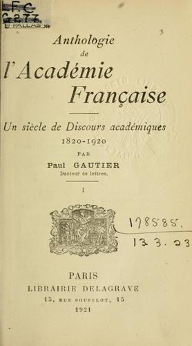 Cover for Anthologie de l'Academie française