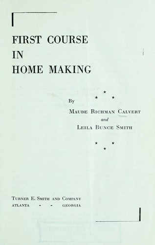 Cover for First course in home making