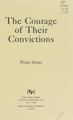 Cover for The courage of their convictions
