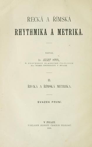 Cover for ecká a imská rhythmika a metrika.