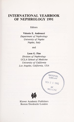 Cover for International Yearbook of Nephrology 1991 (International Yearbooks of Nephrology)