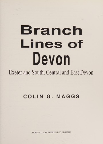 Cover for Branch Lines of Devon (Transport/Railway)
