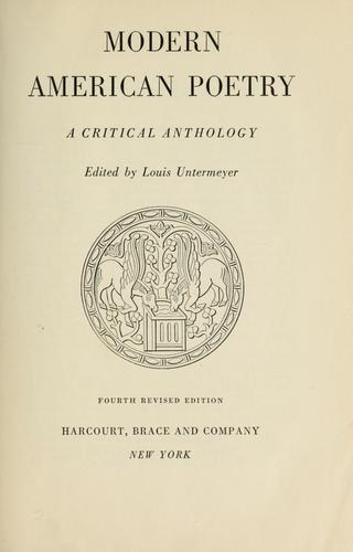 Cover for Modern American poetry