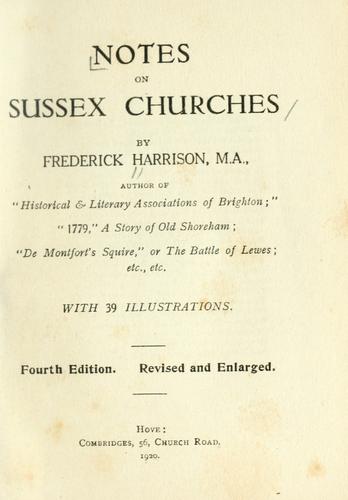 Cover for Notes on Sussex churches.