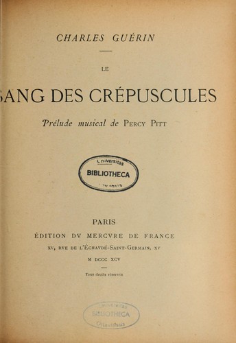 Cover for Le Sang des crépuscules