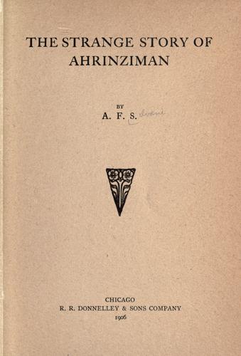 Cover for The strange story of Ahrinziman