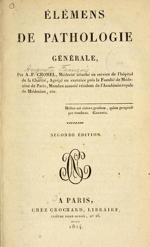 Cover for Élémens de pathologie générale