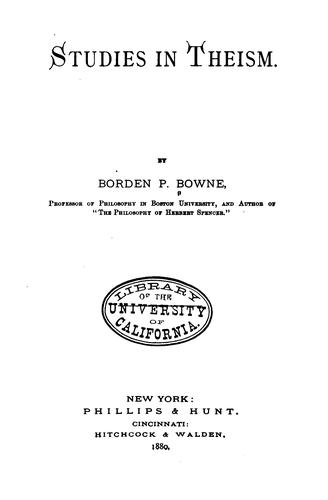 Cover for Studies in Theism