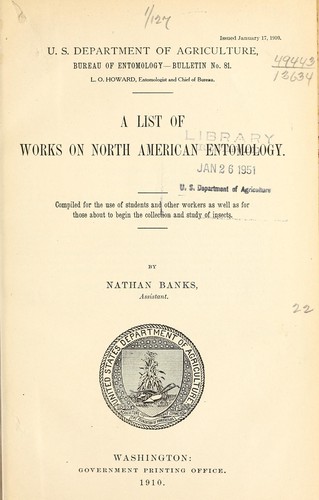 Cover for A list of works on North American entomology