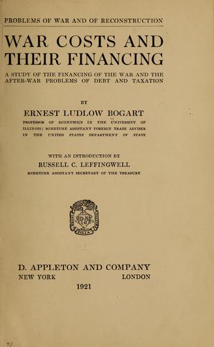 Cover for War costs and their financing