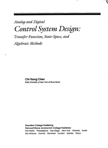 Cover for Analog and Digital Control System Design