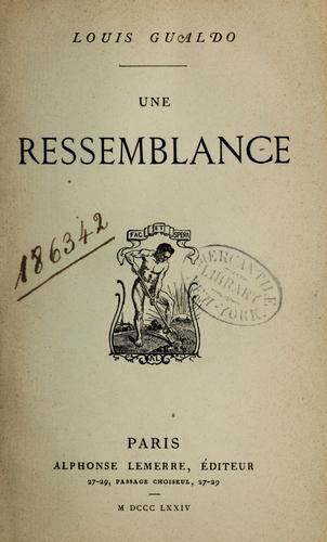 Cover for Une ressemblance