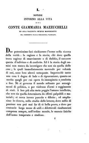 Cover for Intorno alla vita del conte Giammaria Mazzuchelli ed alla collezione de'suoi manoscritti ora posseduta dalla Biblioteca Vaticana