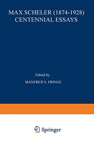 Cover for Max Scheler  Centennial Essays