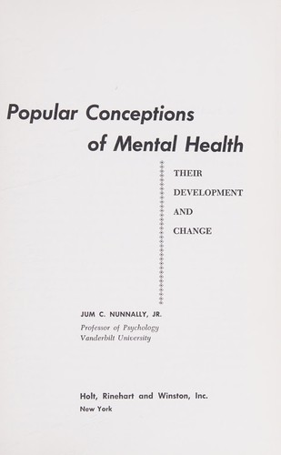 Cover for Popular conceptions of mental health, their development and change.