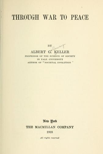 Cover for Through war to peace