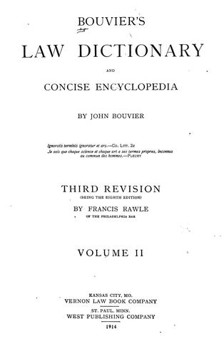 Cover for Bouvier's law dictionary and concise encyclopedia