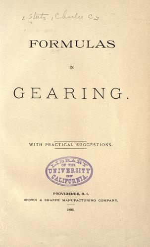 Cover for Formulas in gearing.