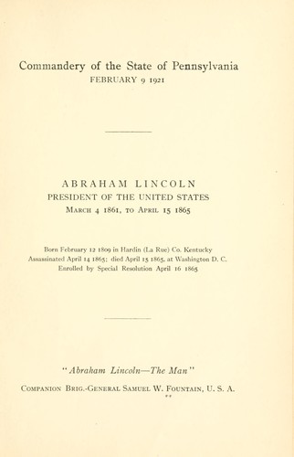 Cover for Abraham Lincoln, president of the United States March 4, 1861, to April 15, 1865 ...