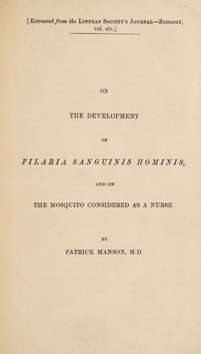 Cover for On the development of Filaria sanguinis hominis, and on the mosquito considered as a nurse