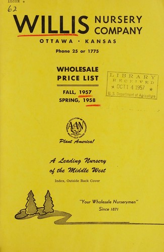 Cover for Wholesale price list, fall, 1957, spring, 1958