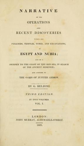 Cover for Narrative of the operations and recent discoveries within the pyramids, temples, tombs, and excavations, in Egypt and Nubia