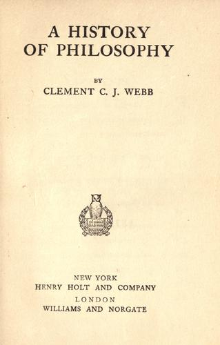 Cover for A history of philosophy.