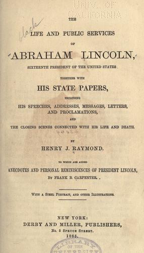 Cover for The life and public services of Abraham Lincoln