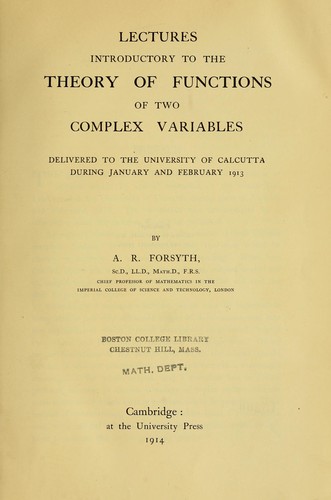 Cover for Lectures introductory to the theory of functions of two complex variables