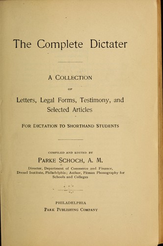 Cover for The complete dictater