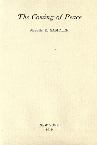 Cover for The coming of peace