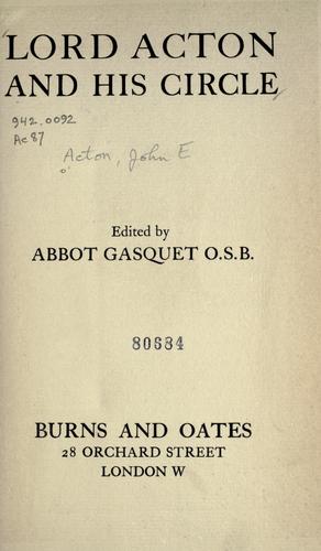 Cover for Lord Acton and his circle