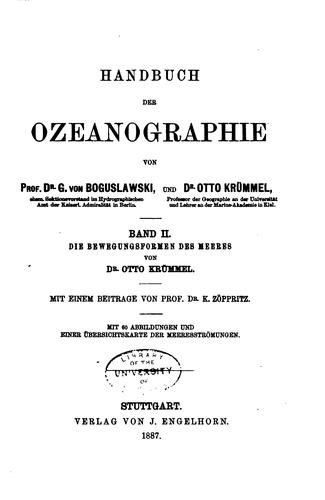 Cover for Handbuch der Ozeanographie
