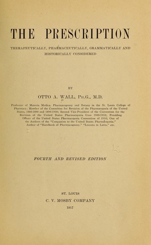Cover for The prescription, therapeutically, pharmaceutically, grammatically and historically considered