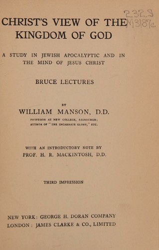 Cover for Christ's View of the Kingdom of God.