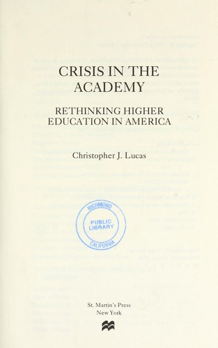 Cover for Crisis in the academy