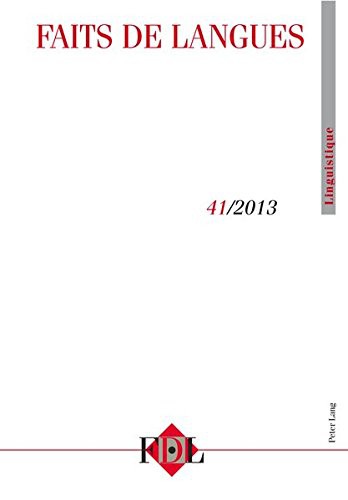 Cover for Faits de Langues. Vol. 41 - 1/2013