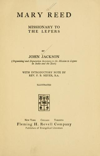 Cover for Mary Reed, missionary to the lepers