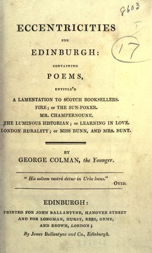 Cover for Eccentricities for Edinburgh, containing poems, entitle'd, A lamentation to Scotch booksellers.