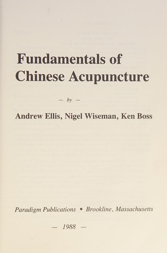 Cover for Fundamentals of Chinese acupuncture