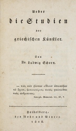 Cover for Ueber die Studien der griechischen Künstler