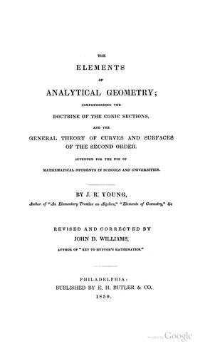 Cover for The Elements of Analytical Geometry: Comprehending the Doctrine of the Conic Sections, and the ...
