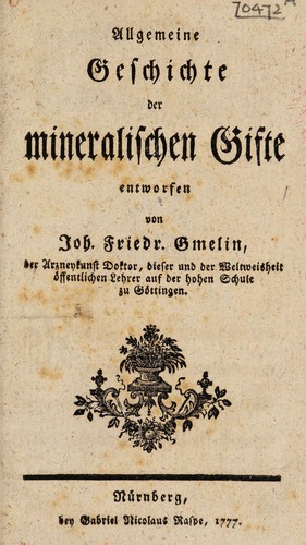 Cover for Allgemeine Geschichte der mineralischen Gifte