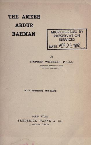Cover for Ameer Abdur Rahman