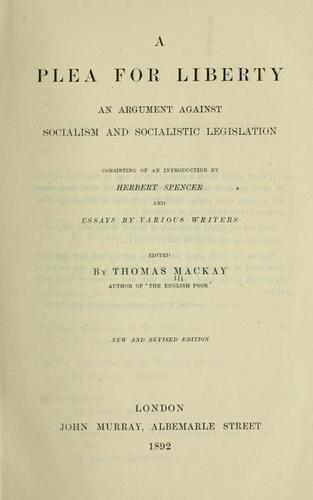 Cover for A plea for liberty
