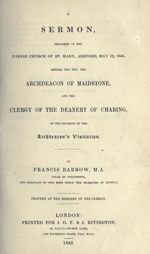 Cover for sermon, preached in the Parish Church of St. Mary, Ashford, May 12, 1843