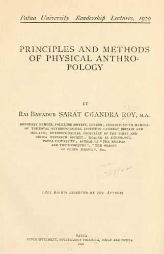 Cover for Principles and methods of physical anthropology
