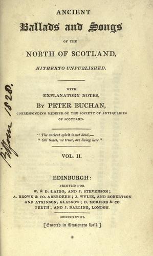 Cover for Ancient ballads and songs of the north of Scotland